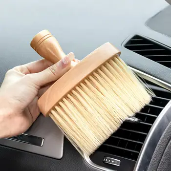 Четка за почистване Без загуба на коса, дървена дръжка, лека мека четка за почистване на детайли на автомобила