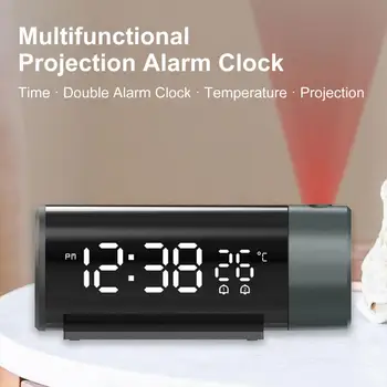 Полезни Led Часовник с Двойни Пръстени, Голям Екран, Показващ Влажността По Време на Нощен Сън, Led Цифров часовник Проектор