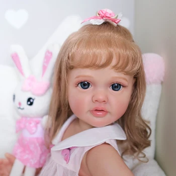 55 СМ Reborn Бебето Кукла Силиконова кукла-реборн за цялото тяло, Реалистичен дете Ръчна изработка, 3D кожа, многопластова живопис с видими венами