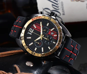 Най-добър оригинален марка, мъжки часовник в света на стил Senna, Водоустойчив, кварцов механизъм, каишка силикон, многофункционален часовник