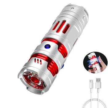 Зареждане чрез USB-C Преносими led фенерче с Висока Мощност EDC Възпроизвежда Декомпрессионные играчки Силен фенерче С Fidget Spinner Факел