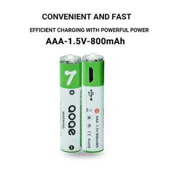 Литиево-йонна батерия тип ААА, бързо зареждане, подходящ за дистанционни управления, играчки-мишки и кабели, голям капацитет, 1,5, 800 МВтч,
