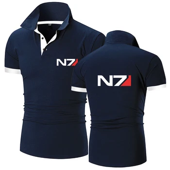 N7 Mass Effect 2023 Мъжки Нови Летни поло блузи С отлично качество на Принтом, Панталони С Къс Ръкав, Дишаща Бизнес Облекло, Тениски, Потници