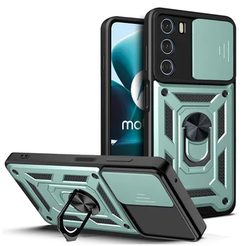 За Motorola G200 Калъф С Прозорец за обектив, Околовръстен Скоба, Etui Moto G73/Moto G13 4G/Moto G62/Moto G100 Mobile, Калъфи за мобилни устройства