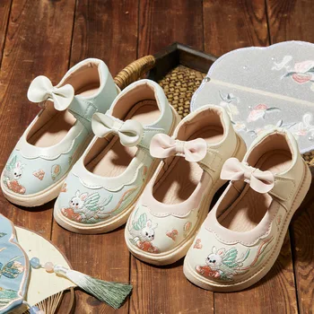 Zapatos Niña/ Обувки за момичета в етнически стил; Колекция 2023 Г.; Есен Нова Скъпа Обувки Принцеса с Бродерия; Детски Обувки За Танци; това е една Обувки; Обувки Мери Джейнтуфли