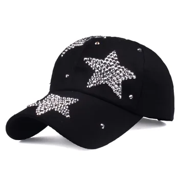 Нови Маркови Шапки, Висококачествена Шапка с пайети и три Звезди, бейзболна шапка-шапка възстановяване на предишното положение за Жени, Дамски Модни Однотонная