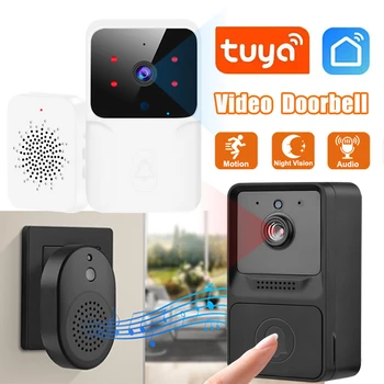 Видео домофон на Hristo Безжична HD-камера за Нощно виждане PIR за Откриване на движение, IR аларма WiFi Домофонна система, Интелигентен дом звънец за Сигурност