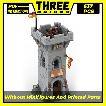 Moc Строителни блокове Модел на замък на Рицарски замък Аванпост Технически тухли си САМ 