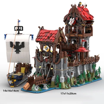 Кула с Волчьими Комплекти, Средновековен кораб, Набор от градивни блокове MOC C9368, Класическа игра, Тухли за замъка, играчката 