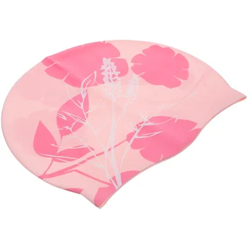 Шапка за плуване с принтом, Водоустойчива силиконова шапка за душ, женска двустранно