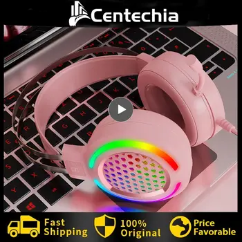 Професионален микрофон въртене на 360 градуса, детска слушалки с RGB осветление, Водоустойчиви слушалки с съраунд звук Gamer 7.1, Трайни