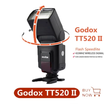 Светкавица Godox TT520 II TT520II с вграден wi-fi сигнала 433 Mhz + Спусъка светкавица за Цифрови огледално-рефлексни фотоапарати, Canon, Nikon, Pentax Olympus
