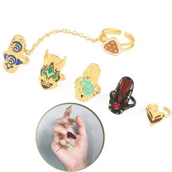 Комплект пръстени за нокти Game Genshin Impact, Готическия метален Защитен Регулируема калъф за нокти, пръстени за жени, трендови вечерни бижута, подарък