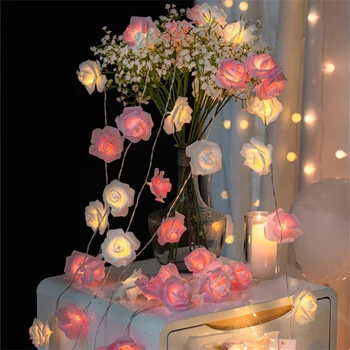 Led гирлянди от цветя, Рози, Гирлянди за Коледната градина с USB/батерии, Led гирлянди за външно осветление