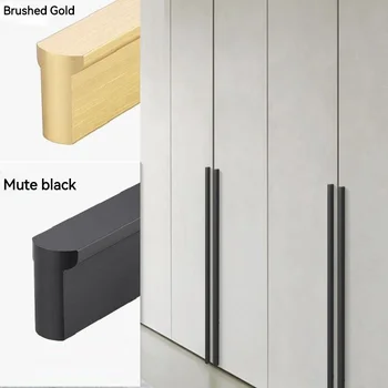 800-1200 mm Минималистичен шкаф от алуминиева сплав, Черно Нова Сверхдлинная дръжка, вратата на достъпа шкаф с чекмедже, права дръжка, Дръжка на шкафа