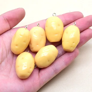 3шт 3D Картофи, Големи висулки от растителна смола, за производство на ключодържатели Забавен Сладък Висулка с яденето Сам бижута