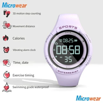 Дамски умен часовник, водоустойчив Удароустойчив Крачкомер, Спортен Фитнес гривна, светещи led smart-часовници за момичета За IOS и Android
