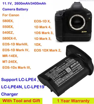 Батерия за фотоапарат OrangeYu 2600 mah/3400 mah LP-E4N за Canon 580EX II, 580EX, 550EX, 540EZ, MR-14EX, MT-24EX, 1DX, 1DS Mark 3,580 EX-II