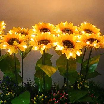 Слънчевата светлина във формата на семки от една глава, украса за озеленяване осветление на тревата, лампа за бистро в задния двор, сватба парти