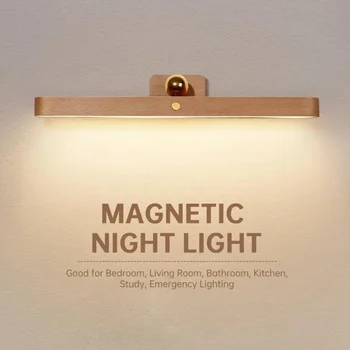 Дървена Безжичен Огледален светлини, led лека нощ, Регулируемо Осветление за четене Дизайн Прикроватной нощни шкафчета, монтиран на стената лампа