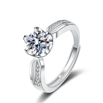 Кръгъл пръстен с муассанитом за жени, Модерен пръстен от сребро 925 проба, Годежни пръстени с диаманти, с високо качество Сватбени декорации