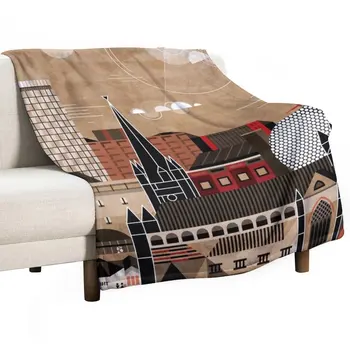 Ново одеяло Brum градски пейзаж, одеало за диван, Одеало на дивана