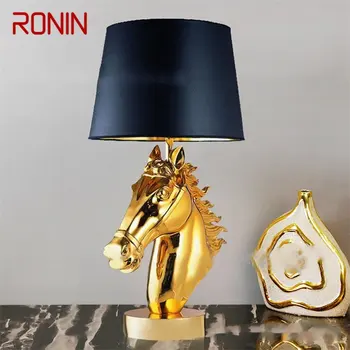 RONIN Nordic Настолна Лампа LED Креативна Реколта Смола във Формата На Главата на Коня Настолни Лампи за Дома, Хол, Спалня, Прикроватного Декор
