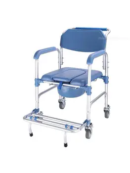 Домакински Сгъваем Стол за Тоалетка възрастните Хора, Стол за саксията с четири колела, Подвижни Инвалидни колички от алуминиева сплав за по-възрастните мъже и пациенти