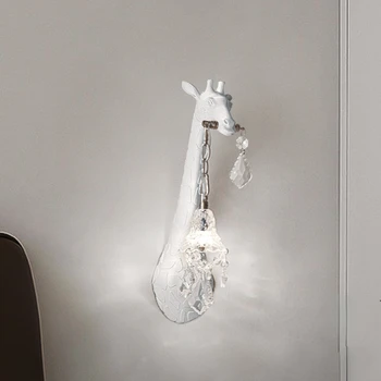 Стенен лампа от смола с жирафа, Модерна декорация на дома, на Фона на всекидневна, Стенни тела Скандинавските дизайнери, Осветление в коридор