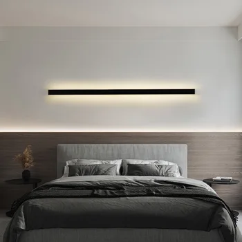 led лампа за дневна, спалня, прикроватной нощни шкафчета, изчистен, с монтиран на стената лампа с дълга ивица, изчистен скандинавски лампа с директна външна линия, монтиран на стената lcd led