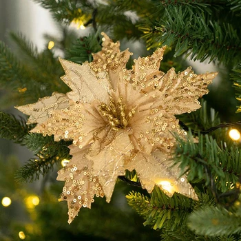 Изкуствени Цветя направи си Сам Коледен блясък на коледната звезда е Фалшив Цвете за Украса за дома и градината Цвете Корона Украса за сватбени партита