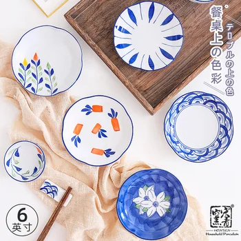 Японската чиния с цветя, сливи, боядисване, подглазурная керамична чиния, ретро домашен търговска диск, дълбока чиния, блюдо на едро