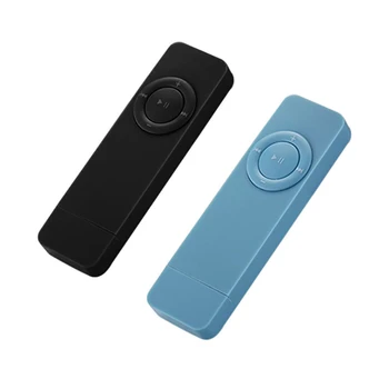 2 предмета, лаптоп USB-спортен U-диск, мини MP3 плеър, поддръжка на 32 GB TF карта (черен и син)