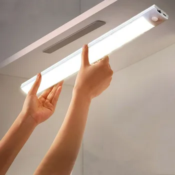 Нов лека нощ, безжичен led лампа с датчик за движение, USB-Акумулаторна лампа за кабинет, за домашния кабинет, за осветление на кухни, спални